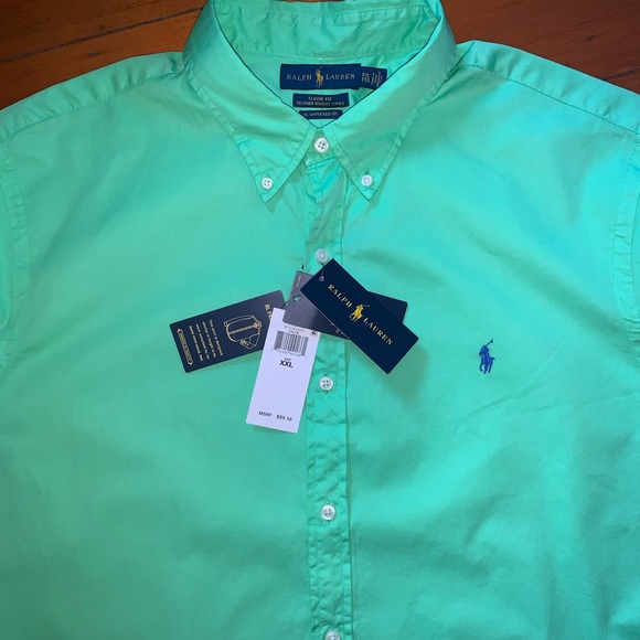NWT Ralph Lauren GREEN short sleeved button down shirt men’s size XXL - Picture 6 of 8